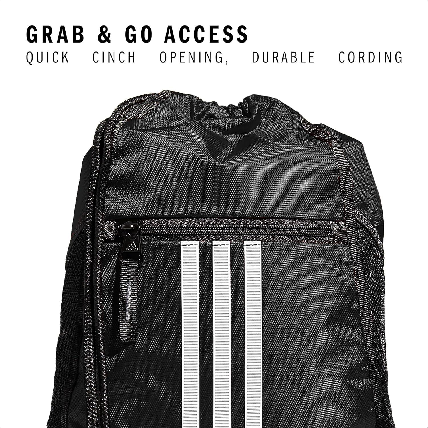 imageadidas Alliance Sackpack Drawstring Backpack Lightweight Small Gym Bag for Women and Men BlackGold MetallicBlack One SizeBlack