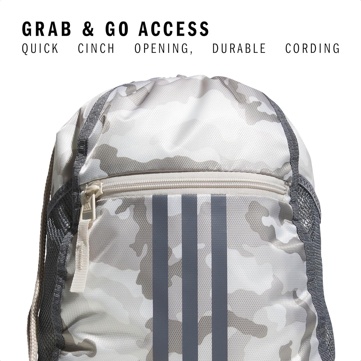 imageadidas Alliance Sackpack Drawstring Backpack Lightweight Small Gym Bag for Women and Men BlackGold MetallicBlack One SizeCamouflage Wonder BeigeOnix GreyAlumina Beige