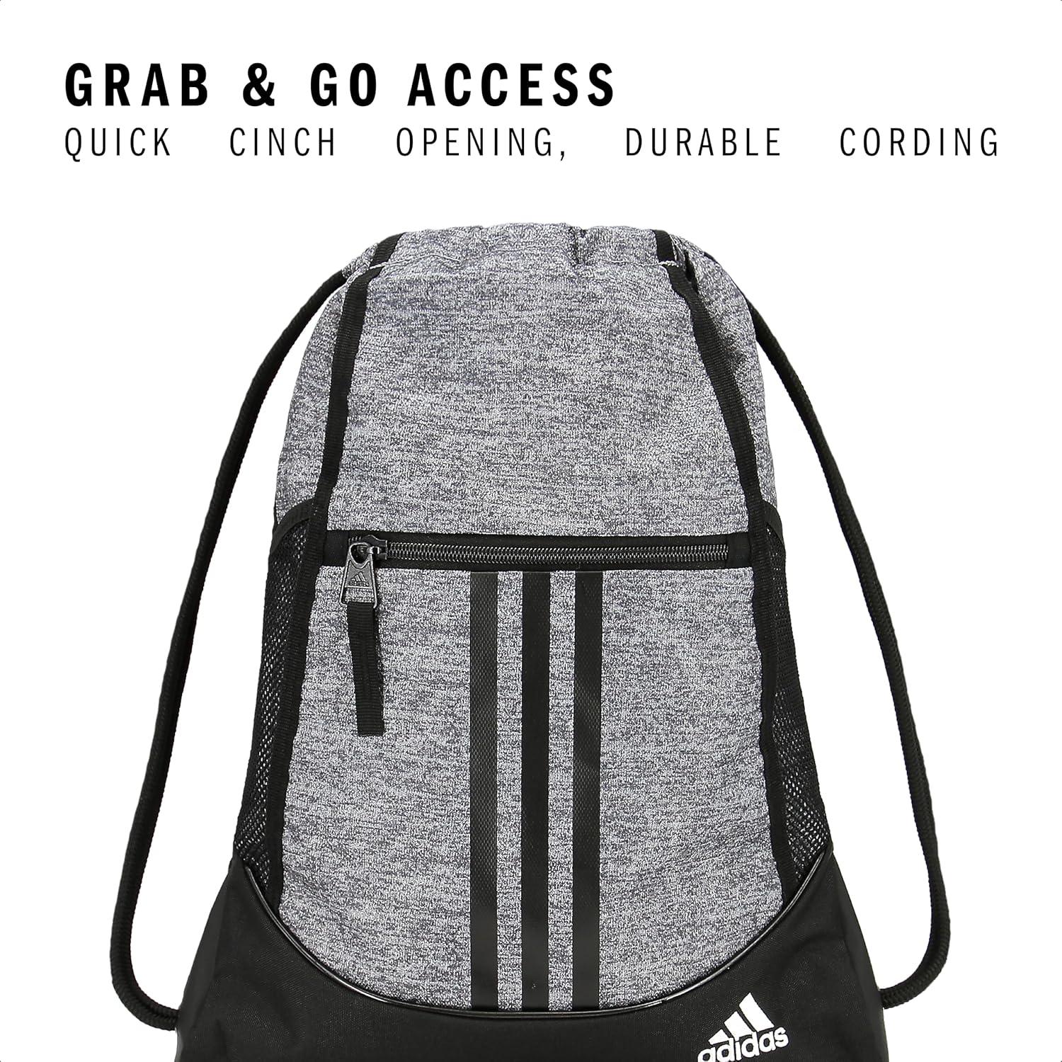 imageadidas Alliance Sackpack Drawstring Backpack Lightweight Small Gym Bag for Women and Men BlackGold MetallicBlack One SizeJersey Onix GreyBlackWhite