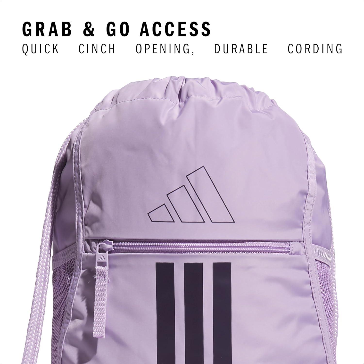 imageadidas Alliance Sackpack Drawstring Backpack Lightweight Small Gym Bag for Women and Men BlackGold MetallicBlack One SizePowder Plum PurpleAurora Plum Purple