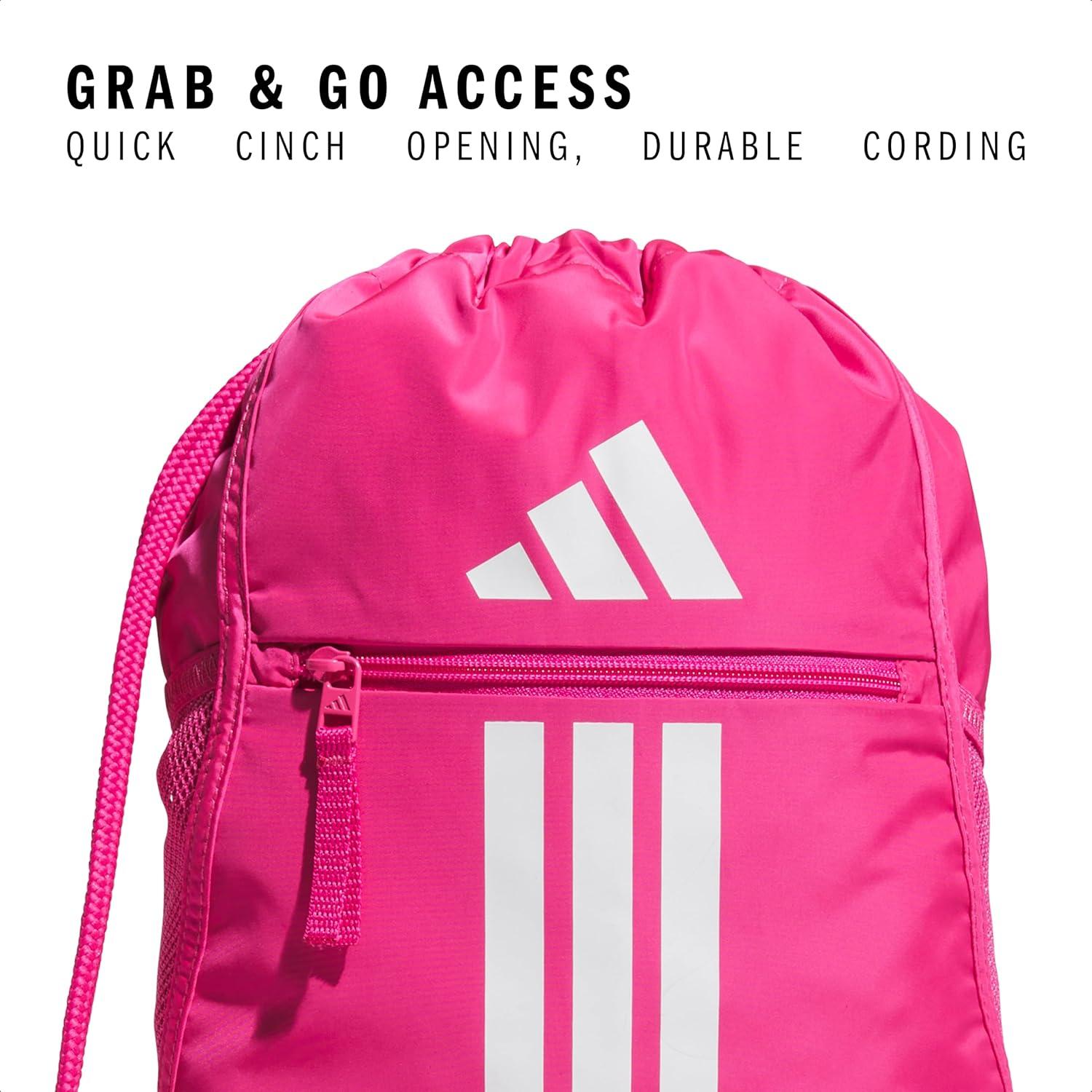 imageadidas Alliance Sackpack Drawstring Backpack Lightweight Small Gym Bag for Women and Men BlackGold MetallicBlack One SizeTeam Shock Pink 2White