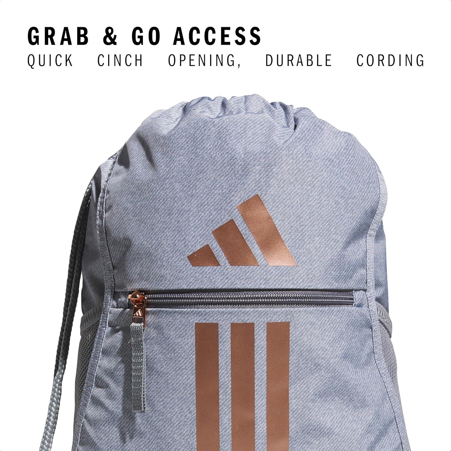 imageadidas Alliance Sackpack Drawstring Backpack Lightweight Small Gym Bag for Women and Men BlackGold MetallicBlack One SizeTwill GreyRose GoldGrey