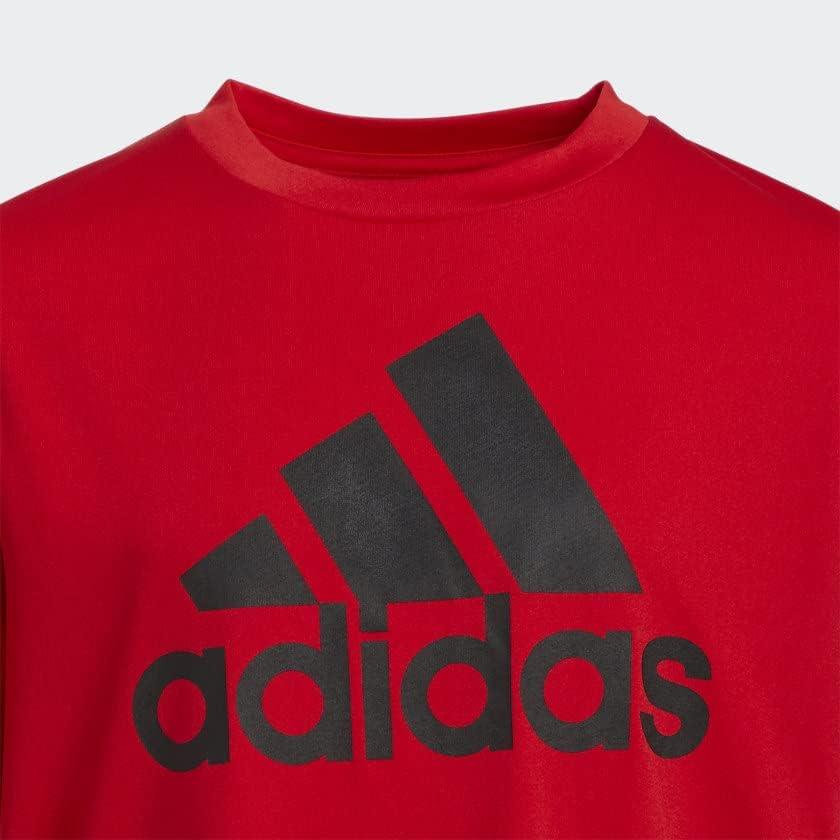 imageadidas Boys Short Sleeve Aeroready Performance Logo Tee TShirtScarlet Adi