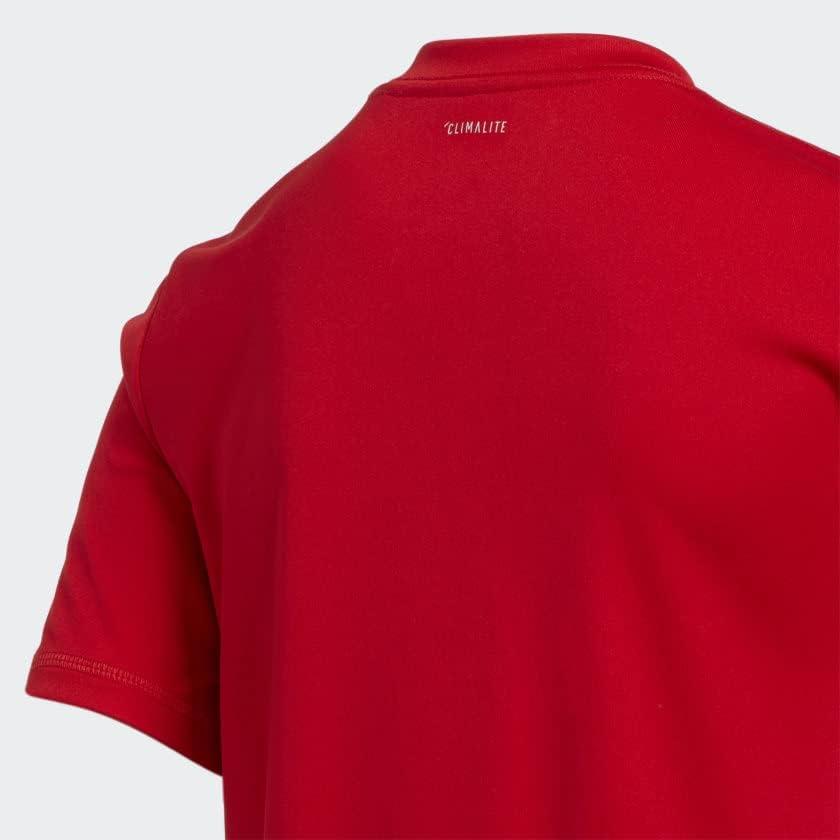 imageadidas Boys Short Sleeve Aeroready Performance Logo Tee TShirtScarlet Adi