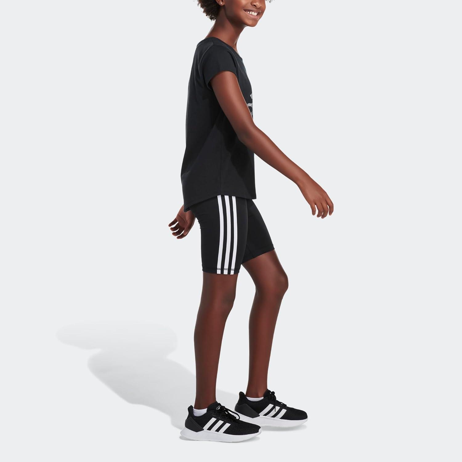 imageadidas Girls Detached Waistband 3 Stripe Bike ShortBlack