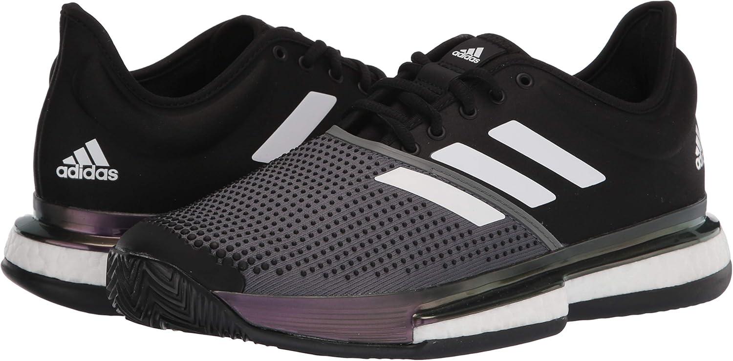 imageadidas Mens Solecourt Clay Primeblue Tennis ShoeBlackWhiteGrey