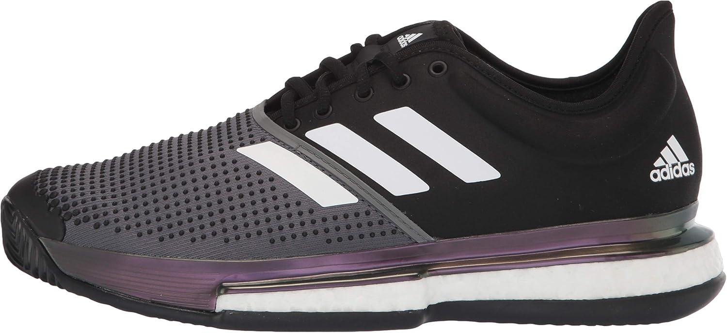 imageadidas Mens Solecourt Clay Primeblue Tennis ShoeBlackWhiteGrey