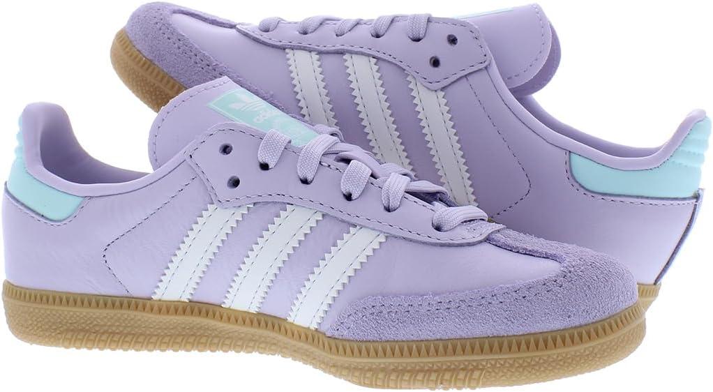 imageadidas UnisexKids Samba Classic Leather Soccer ShoeSilver DawnCrystal WhiteSemi Flash Aquapurple