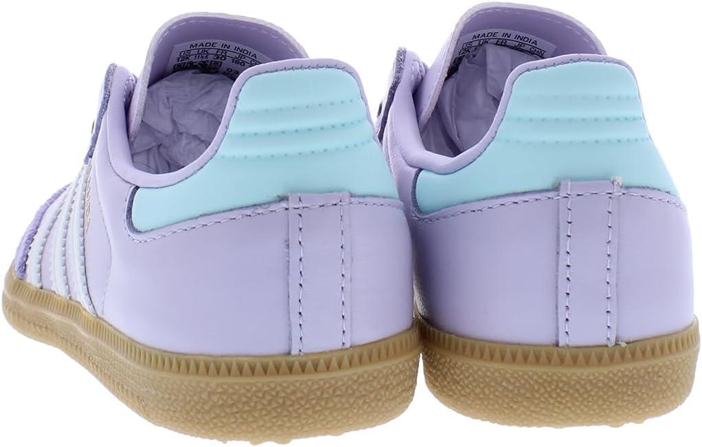 imageadidas UnisexKids Samba Classic Leather Soccer ShoeSilver DawnCrystal WhiteSemi Flash Aquapurple