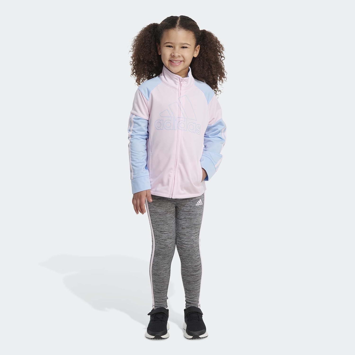 imageadidas girls 2 Piece Tricot Jacket ampamp Tight SetClear Pink
