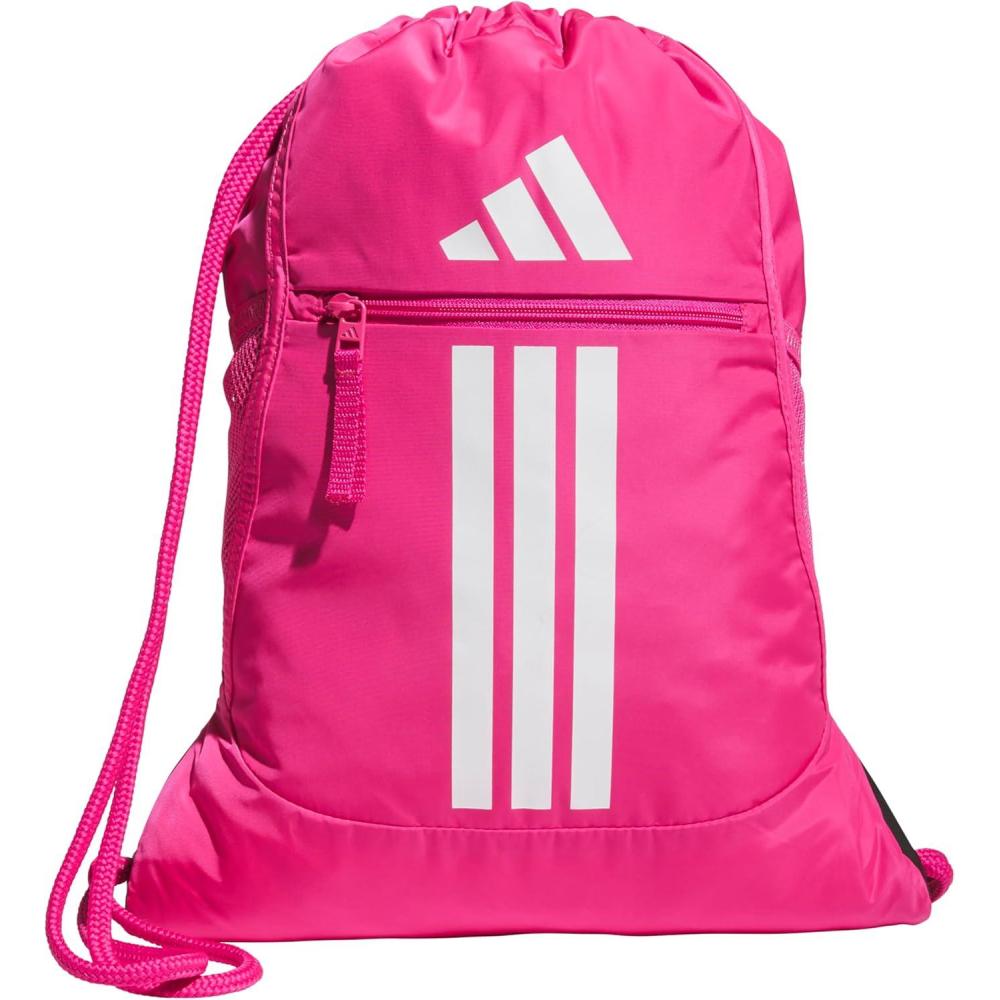 imageadidas Alliance Sackpack Drawstring Backpack Lightweight Small Gym Bag for Women and Men BlackGold MetallicBlack One SizeTeam Shock Pink 2White