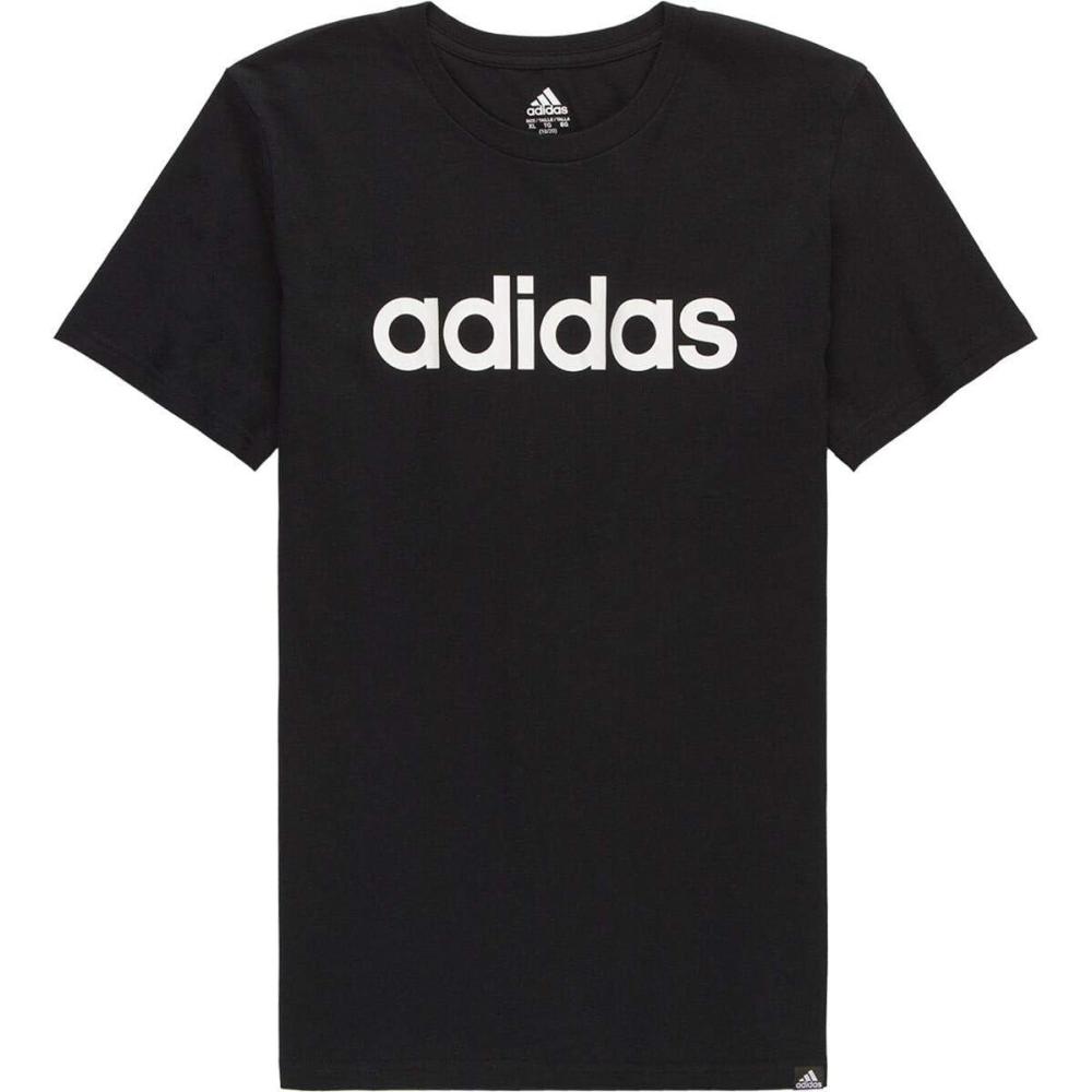 imageadidas Boys Big Short Sleeve Cotton Script Logo TShirtLinear Logo Black