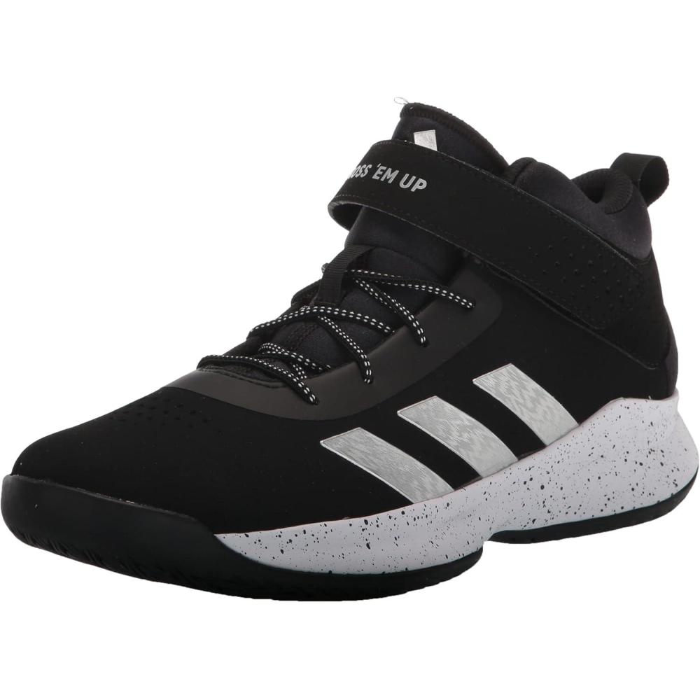 imageadidas UnisexChild Cross Em Up 5 Basketball ShoeBlackSilver MetallicWhite