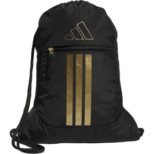 adidas Alliance Sackpack, Drawstring Backpack, Lightweight Small Gym Bag for Women and Men, Black/Gold Metallic/Black, One Size(Black/Gold Metallic)