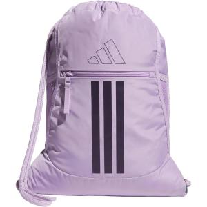 adidas Alliance Sackpack, Drawstring Backpack, Lightweight Small Gym Bag for Women and Men, Black/Gold Metallic/Black, One Size(Powder Plum Purple/Aurora Plum Purple)