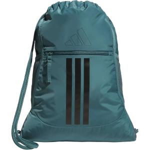 adidas Alliance Sackpack, Drawstring Backpack, Lightweight Small Gym Bag for Women and Men, Black/Gold Metallic/Black, One Size(Preloved Teal Green/Black)