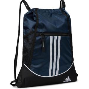 adidas Alliance Sackpack, Drawstring Backpack, Lightweight Small Gym Bag for Women and Men, Black/Gold Metallic/Black, One Size(Team Navy Blue)