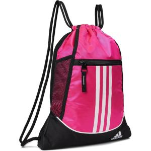 adidas Alliance Sackpack, Drawstring Backpack, Lightweight Small Gym Bag for Women and Men, Black/Gold Metallic/Black, One Size(Team Shock Pink)