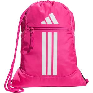 adidas Alliance Sackpack, Drawstring Backpack, Lightweight Small Gym Bag for Women and Men, Black/Gold Metallic/Black, One Size(Team Shock Pink 2/White)