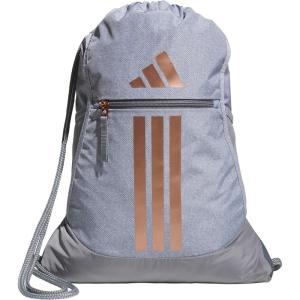 adidas Alliance Sackpack, Drawstring Backpack, Lightweight Small Gym Bag for Women and Men, Black/Gold Metallic/Black, One Size(Twill Grey/Rose Gold/Grey)