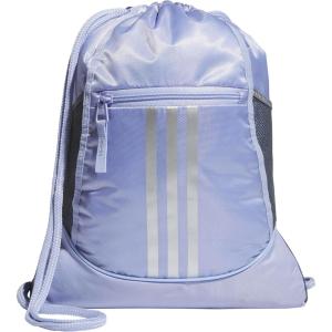 adidas Alliance Sackpack, Drawstring Backpack, Lightweight Small Gym Bag for Women and Men, Black/Gold Metallic/Black, One Size(Violet Tone Purple/Silver Metallic)