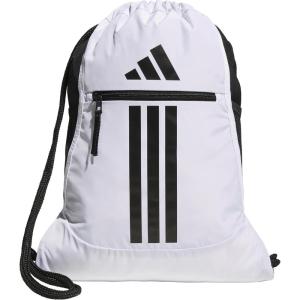 adidas Alliance Sackpack, Drawstring Backpack, Lightweight Small Gym Bag for Women and Men, Black/Gold Metallic/Black, One Size(White/Black)