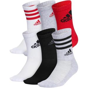 adidas Boy’s Cushioned Mixed Crew 6-Pack (Little Kid/Big Kid/Adult)(Better Scarlet/Cool Light Heather/Black)