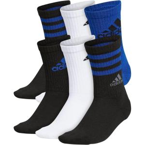 adidas Boy’s Cushioned Mixed Crew 6-Pack (Little Kid/Big Kid/Adult)(Team Royal Blue/White/Black)