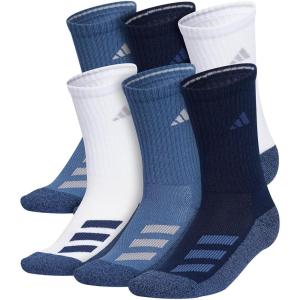 adidas Boy’s Cushioned Mixed Crew 6-Pack (Little Kid/Big Kid/Adult)(White/Collegiate Navy/Wonder Steel Blue)