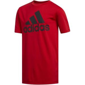 adidas Boys’ Short Sleeve Aeroready Performance Logo Tee T-Shirt(Scarlet Adi)