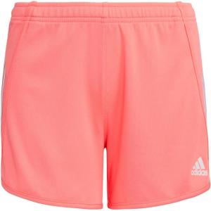 adidas Girls’ Elastic Waistband 3 Stripe Mesh Short(Acid Red)