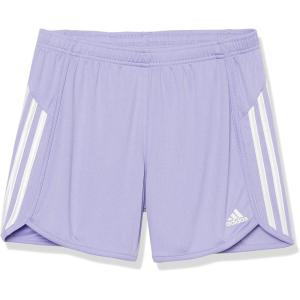 adidas Girls’ Elastic Waistband 3 Stripe Mesh Short(Light Purple)