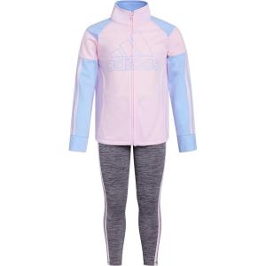 adidas girls 2 Piece Tricot Jacket & Tight Set(Clear Pink)