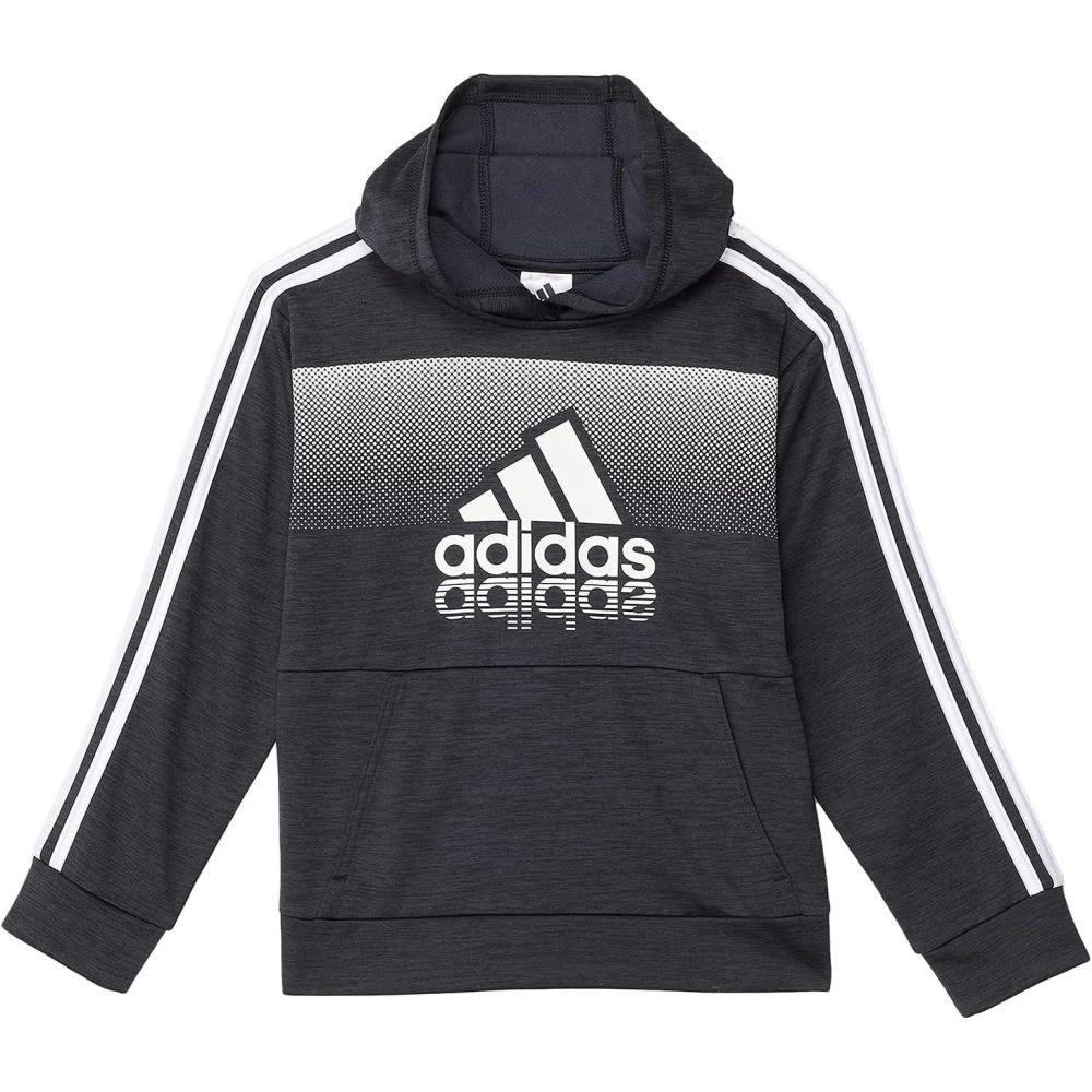 imageadidas Boys Pullover Hoodie Poly Hooded SweatshirtBlack Heather