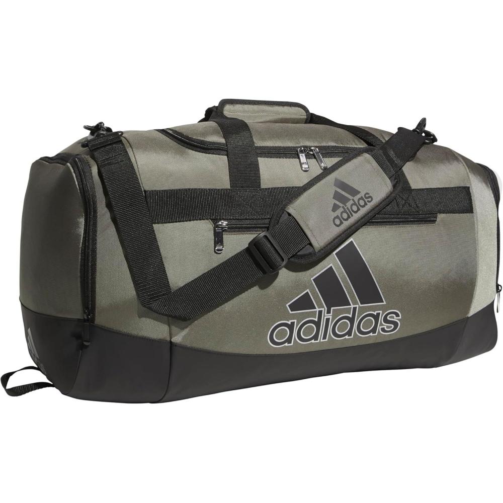 imageadidas Defender 4 Medium Duffel BagOlive Strata GreenBlackSilver Metallic