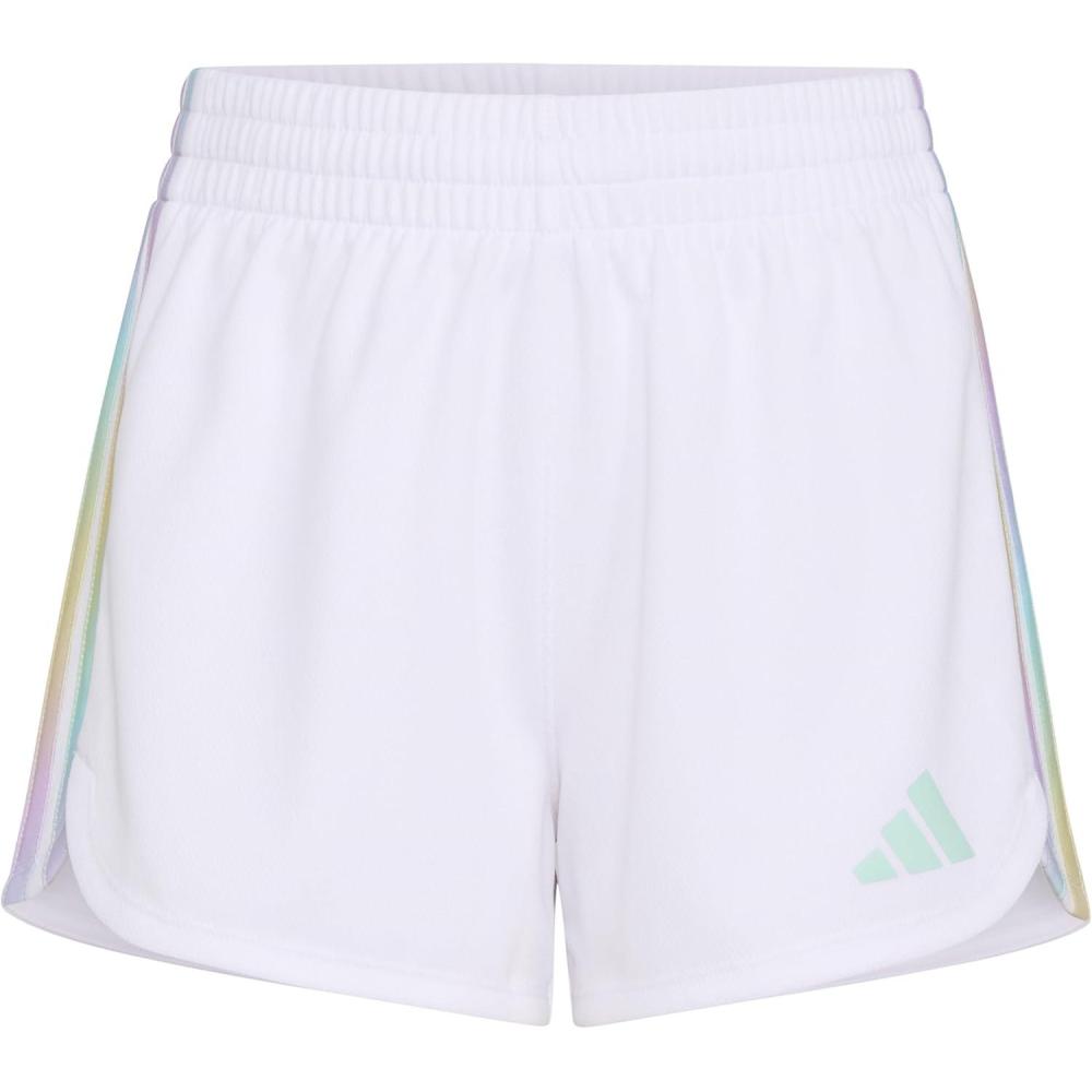 imageadidas Girls 3Stripes Mesh ShortsWhite Multi