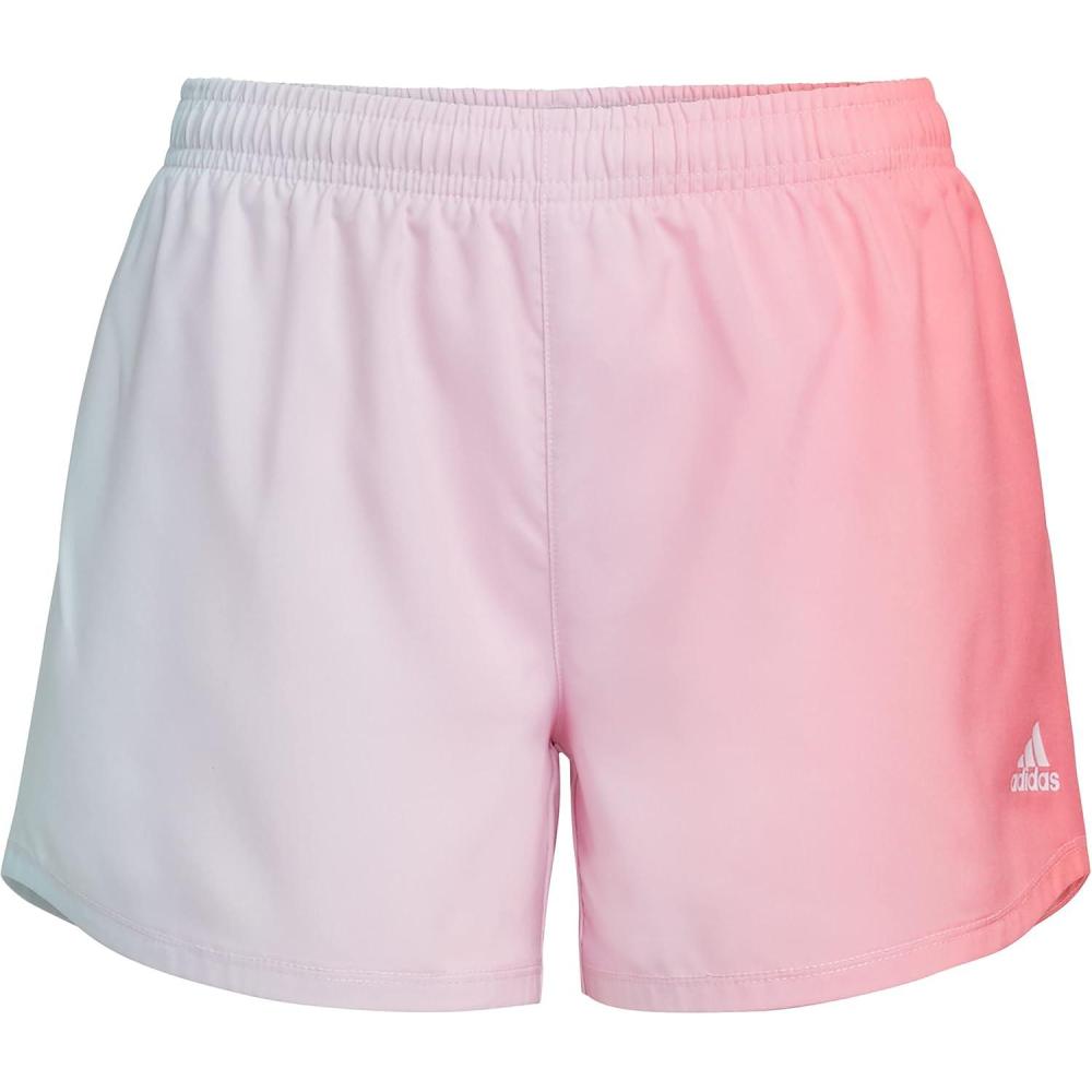 imageadidas Girls Elastic Waistband with Inner Drawcord Woven Athletic ShortsClear Pink