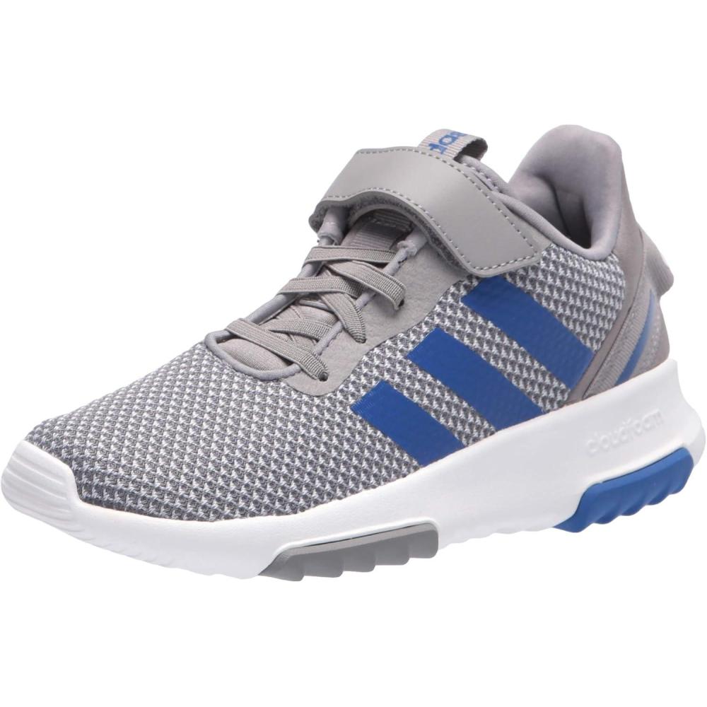 imageadidas Girls Racer TR21 Tennis SneakersGreyTeam Royal BlueHalo Silver Cross Strap