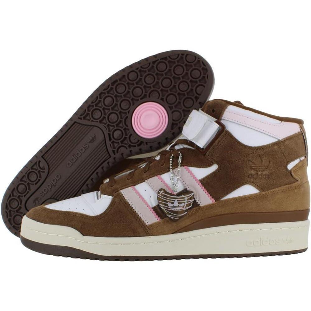 imageadidas Mens Forum Mid SneakerFootwear WhiteLight PinkPantonebrown