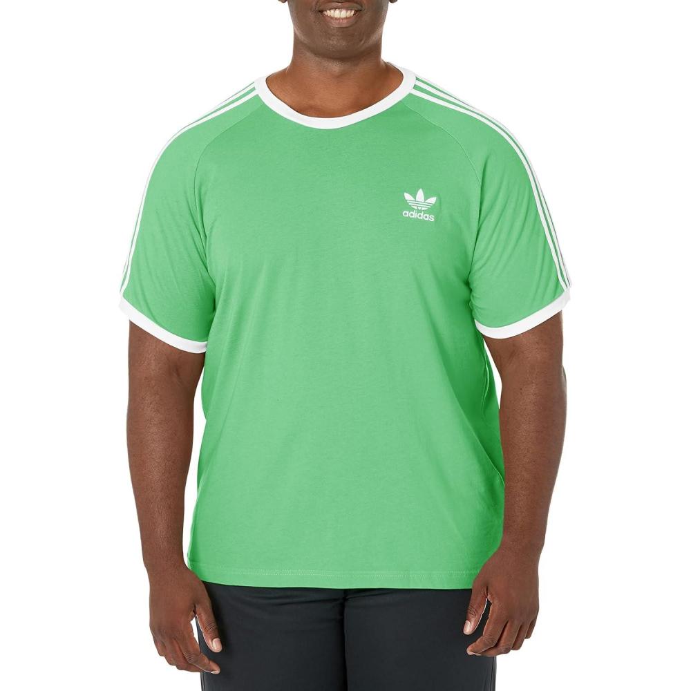 imageadidas Originals Mens Originals 3 Stripes Tee Clear Sky MediumSemi Screaming Green