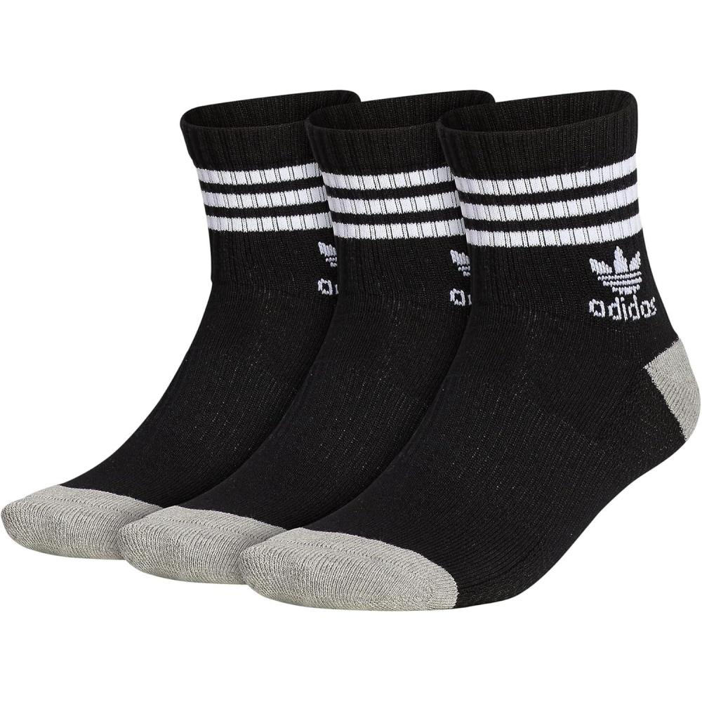 imageadidas Originals Mens Roller High Quarter Socks 3PairBlackWhiteHeather Grey