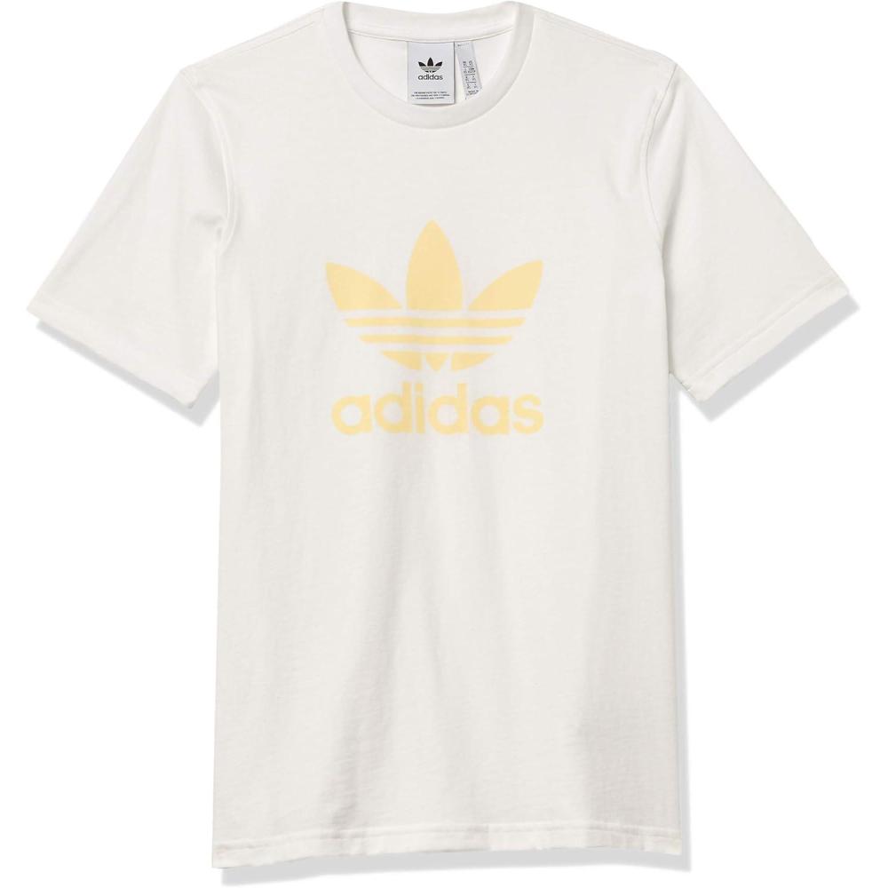 imageadidas Originals Mens Trefoil TeeWhiteEasy Yellow