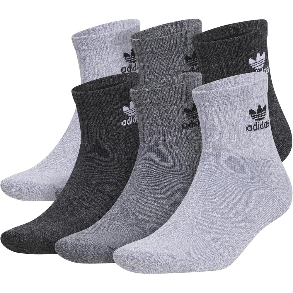 imageadidas Originals Originals Trefoil Quarter Sock 6PackGreyOnix GreyBlack