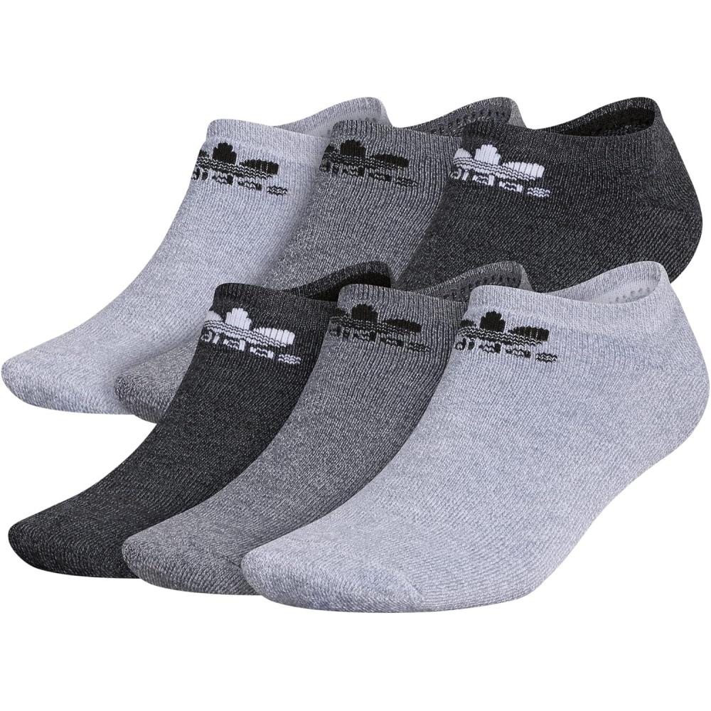 imageadidas Originals Trefoil No Show Socks 6PairGreyOnix GreyBlack