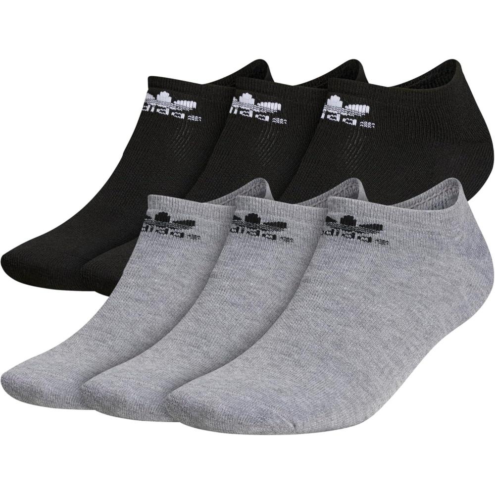 imageadidas Originals Trefoil No Show Socks 6PairHeather GreyBlackWhite
