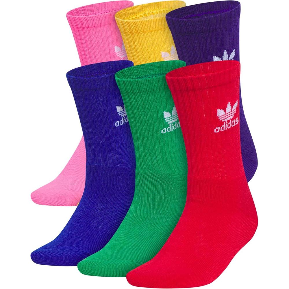imageadidas Originals Unisex child Athletic Cushioned Crew Socks OG 6 pairs durable breathableLucid PinkCollegiate Royal BlueBetter Scarlet