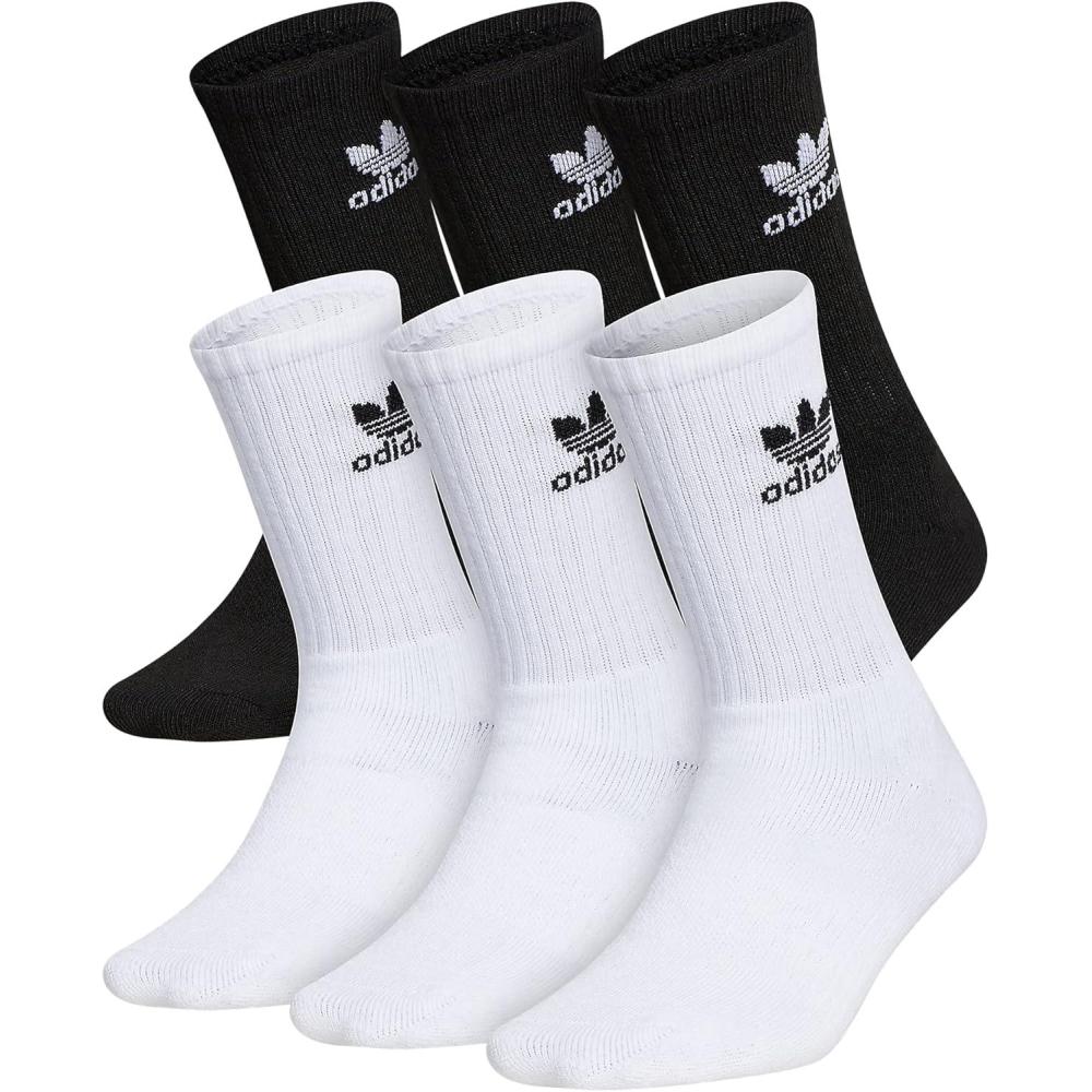 imageadidas Originals Unisex child Athletic Cushioned Crew Socks OG 6 pairs durable breathableWhiteBlackOg