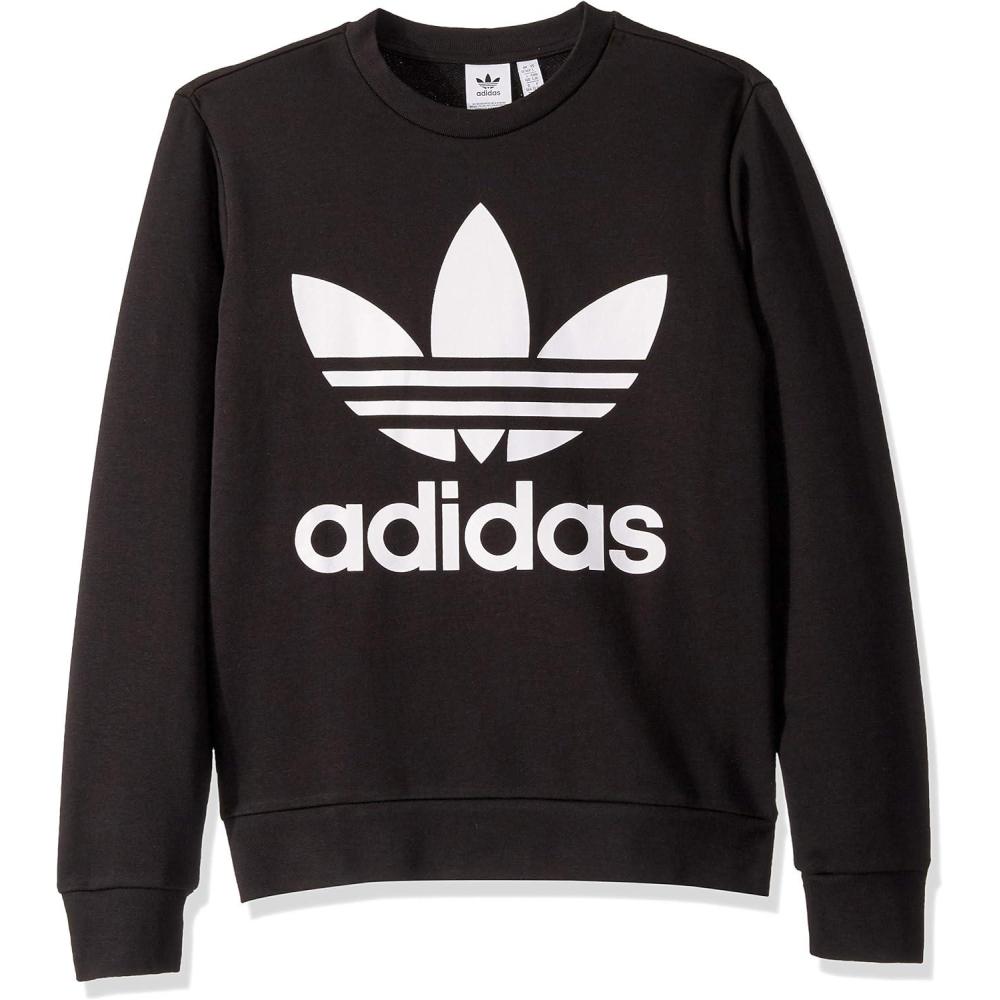 imageadidas Originals UnisexChild Trefoil Crew SweatshirtBlackWhite