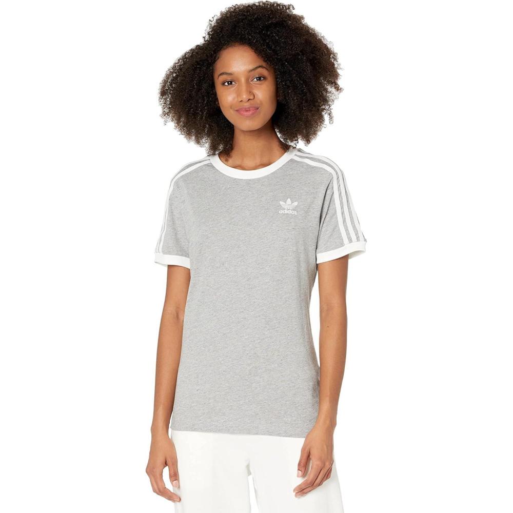imageadidas Originals Womens 3Stripes TeeMedium Grey HeatherWhite