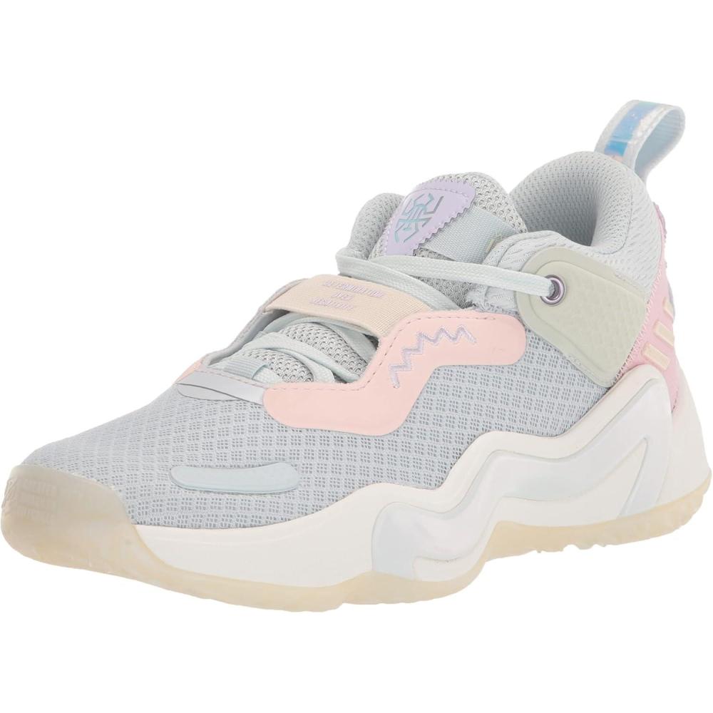 imageadidas UnisexChild Donovan Mitchell Issue 3 Basketball ShoesBlue TintEcru TintClear Pink